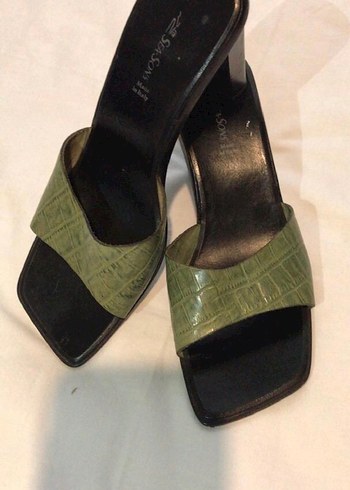 Kare Burunlu Yeşil Kadın Terlik - Görsel 4