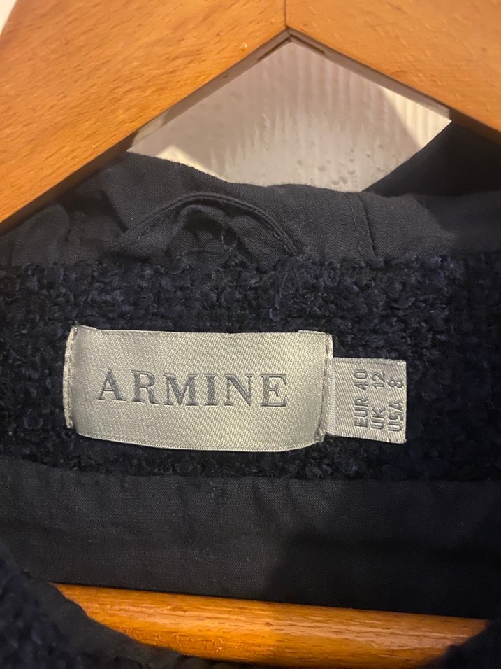 Düğmeli lacivert Midi Kadın Ceket - Görsel 2