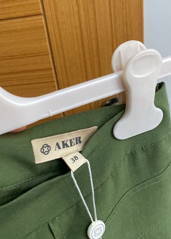 Kadın Haki Uzun Keten Etek - Görsel 2