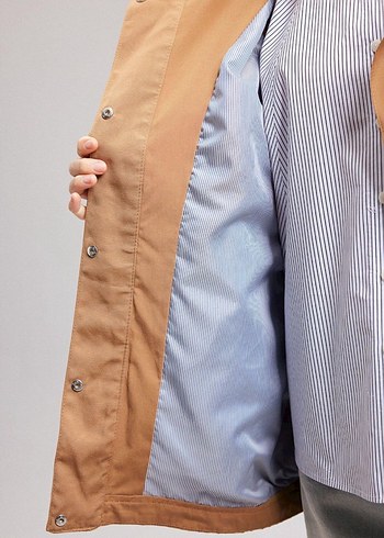 Bej Parlak Midi Kadın Ceket - Görsel 2