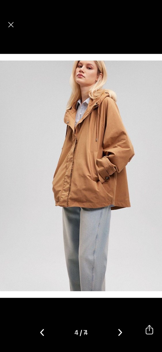 Bej Parlak Midi Kadın Ceket - Görsel 5