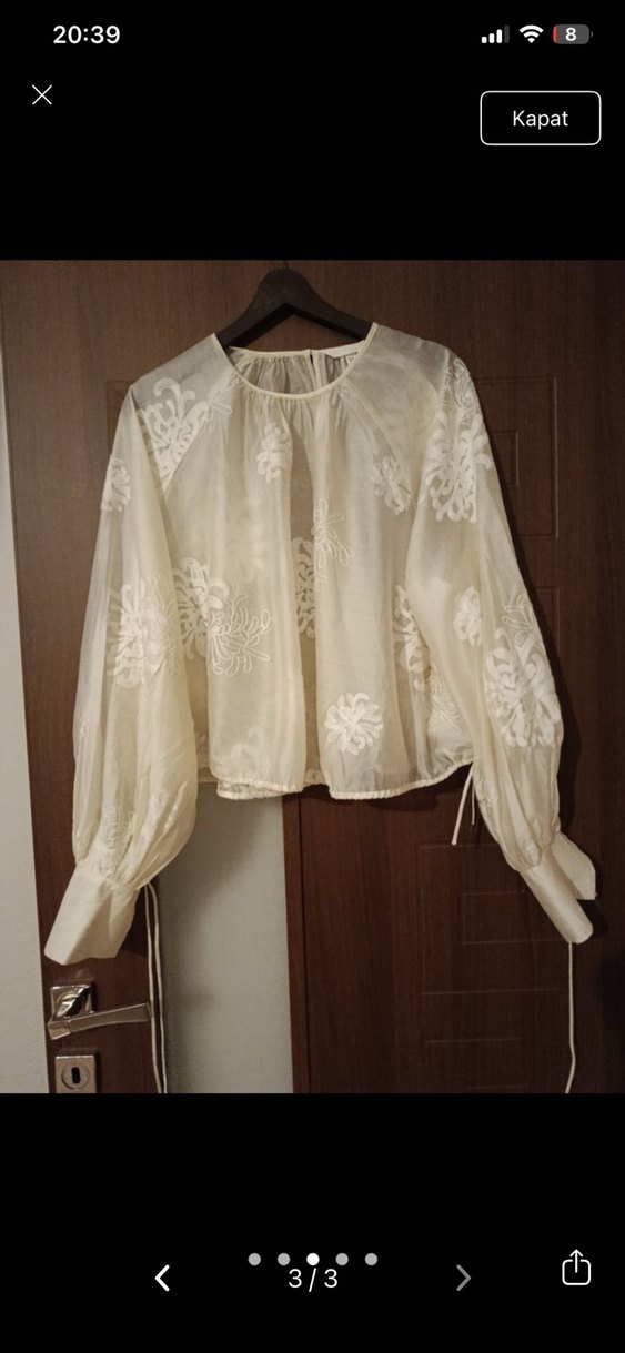 Dantel Detaylı Beyaz Mini Bluz - Görsel 2