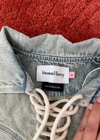 s Beden House Of Sunny Yakası Bağcıklı Uzun Kollu Kot Denim Gömlek Üst