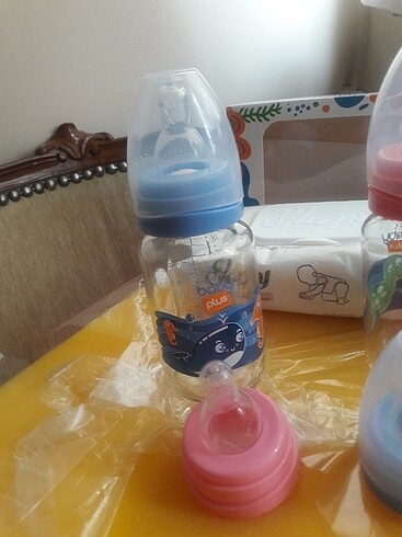 Baby Plus Cam 125ml x2 adet +2adet ilave biberon bâşlıgı+ kapağı - Görsel 4