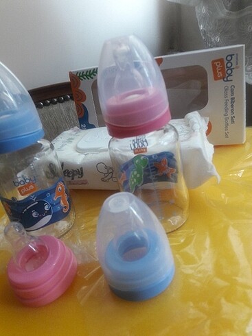 Baby Plus Cam 125ml x2 adet +2adet ilave biberon bâşlıgı+ kapağı - Görsel 2