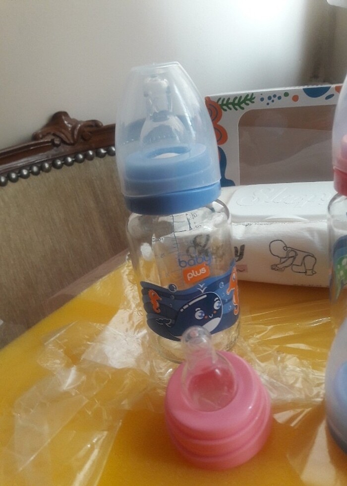 Baby Plus Cam 125ml x2 adet +2adet ilave biberon bâşlıgı+ kapağı - Görsel 4