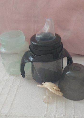 Gri Bebek Biberonu ve Yedek Aksesuarları+Emzik - Görsel 2