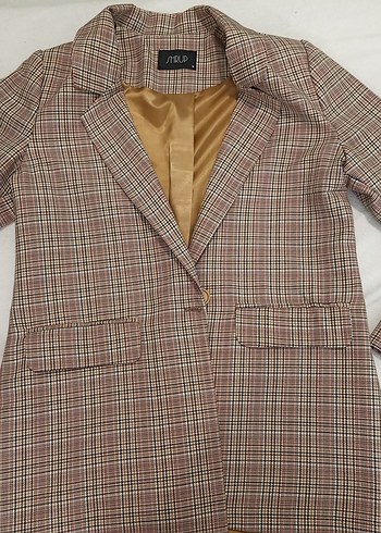 Düğmeli Bej Kadın Blazer Ceket