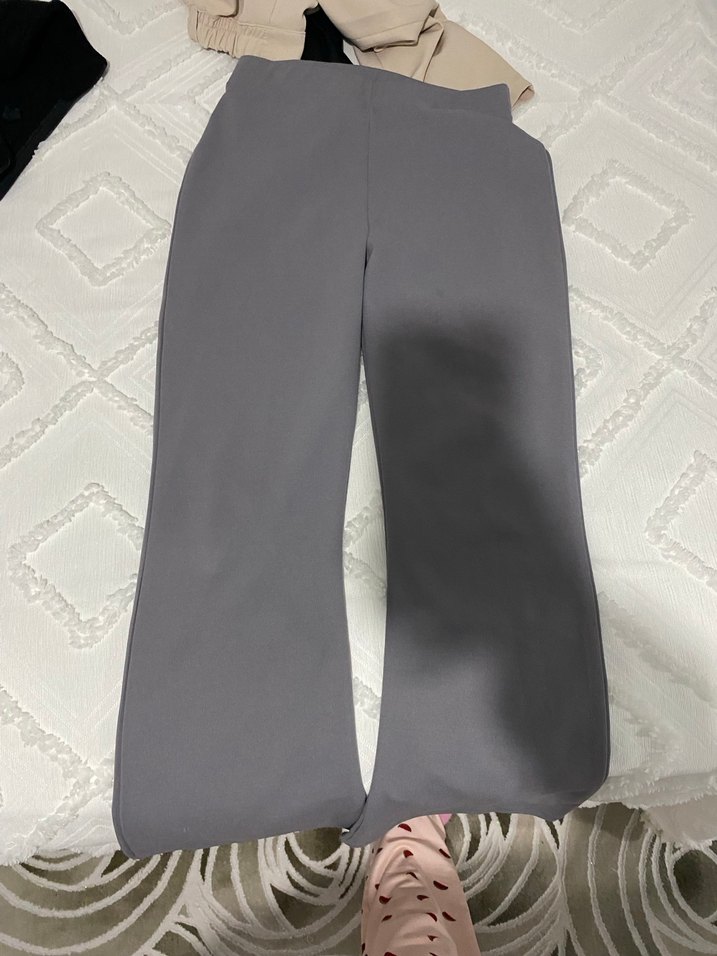 Gri Drapeli Kadın Kumaş Pantolon - Görsel 2