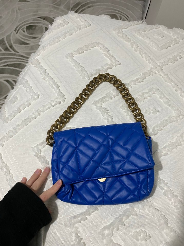 Zincir Detaylı Mavi çanta - Görsel 2