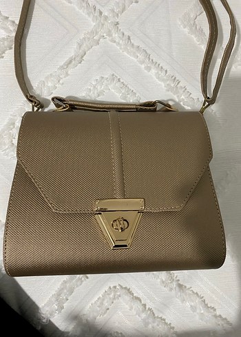 Klasik Bej Deri Kadın Çanta - Görsel 2