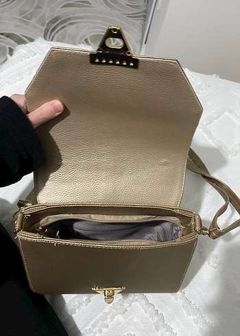 Klasik Bej Deri Kadın Çanta - Görsel 3