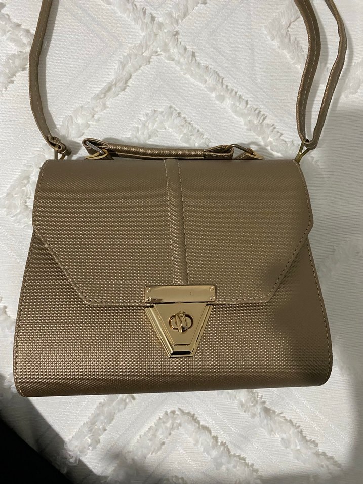 Klasik Bej Deri Kadın Çanta - Görsel 2