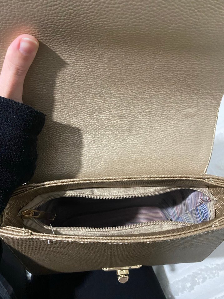 Klasik Bej Deri Kadın Çanta - Görsel 4