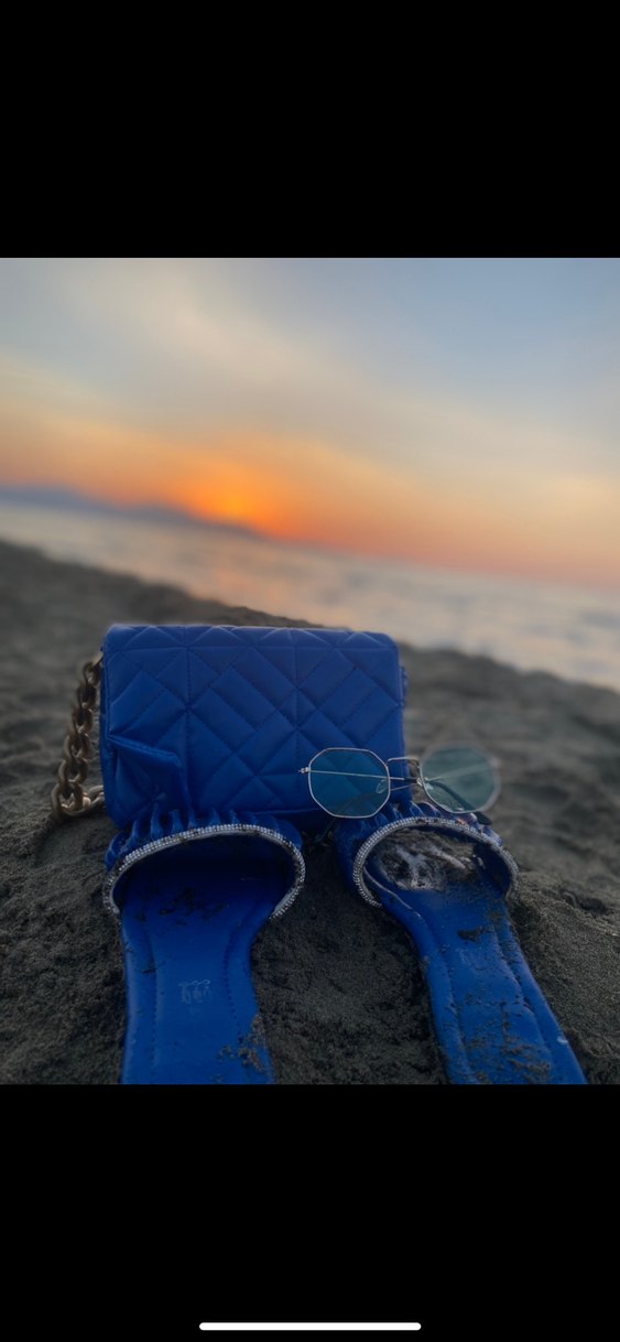 Mavi Zincir Detaylı Deri Kadın Çanta - Görsel 3