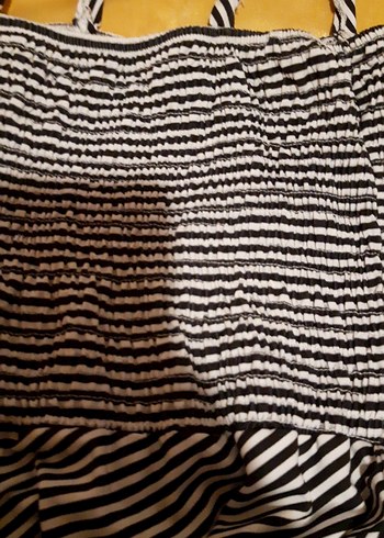 cizgili maxi askili elbise - Görsel 2