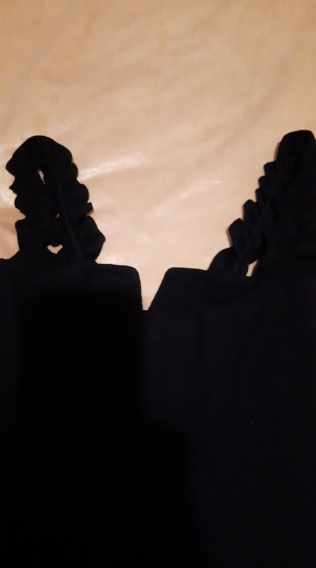 Siyah mini firfır askılı penye elbise - Görsel 3