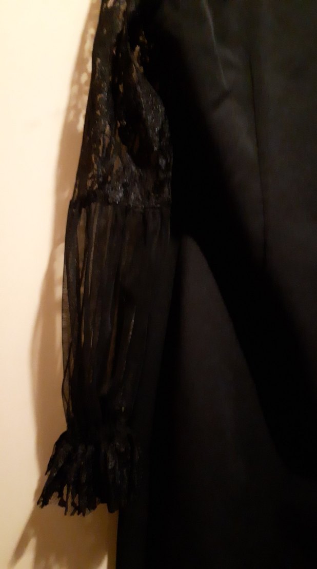 siyah kolları dantel kruvaze elbise - Görsel 5