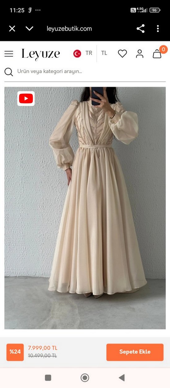 Krem şık abiye - Görsel 3