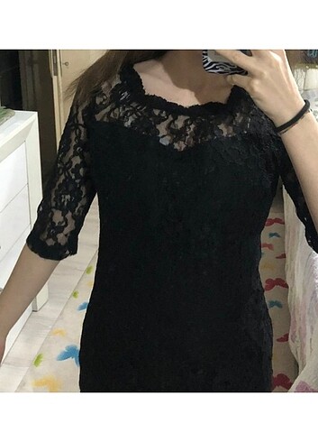 Dantelli kısa elbise. - Görsel 2