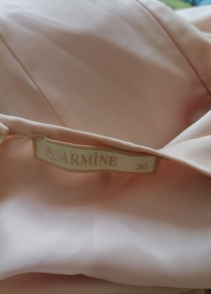 Dantel Detaylı Uzun Pudra Vintage Elbise - Görsel 4