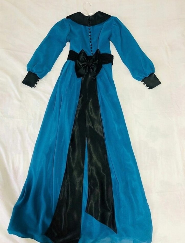 Mavi, Piliseli, Uzun Kollu, Yüksek Yakalı Abiye - Görsel 3