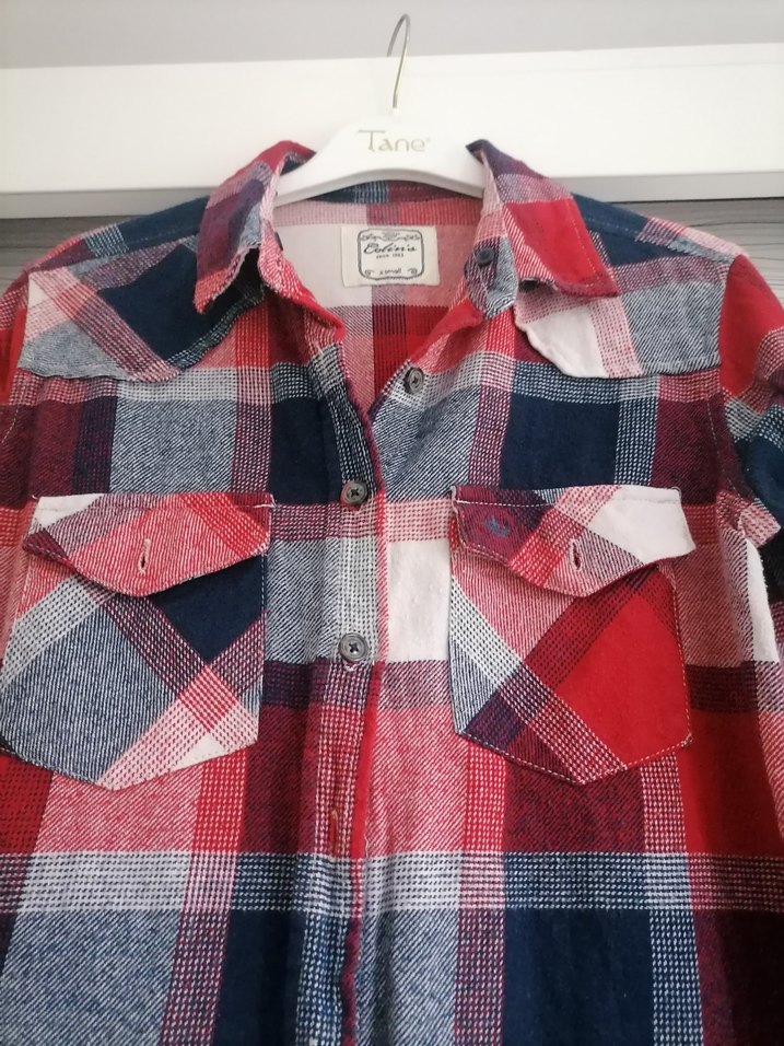 Düğmeli Uzun Kollu Kırmızı Ekose Gömlek - Görsel 4