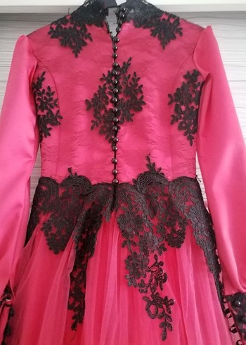 Dantelli Pembe Abiye Elbise - Görsel 3