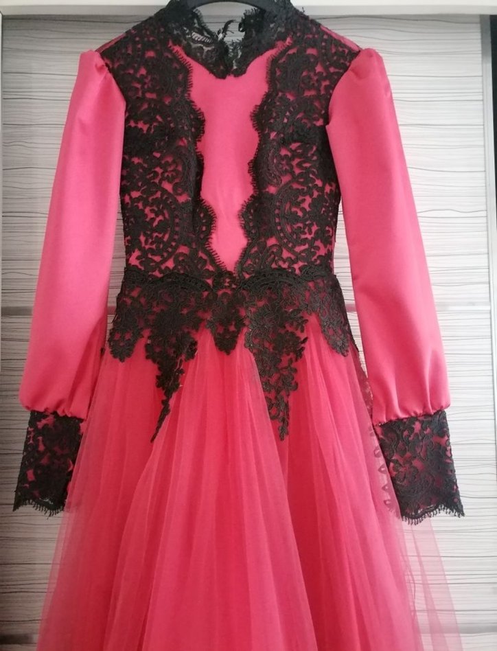 Dantelli Pembe Abiye Elbise - Görsel 2