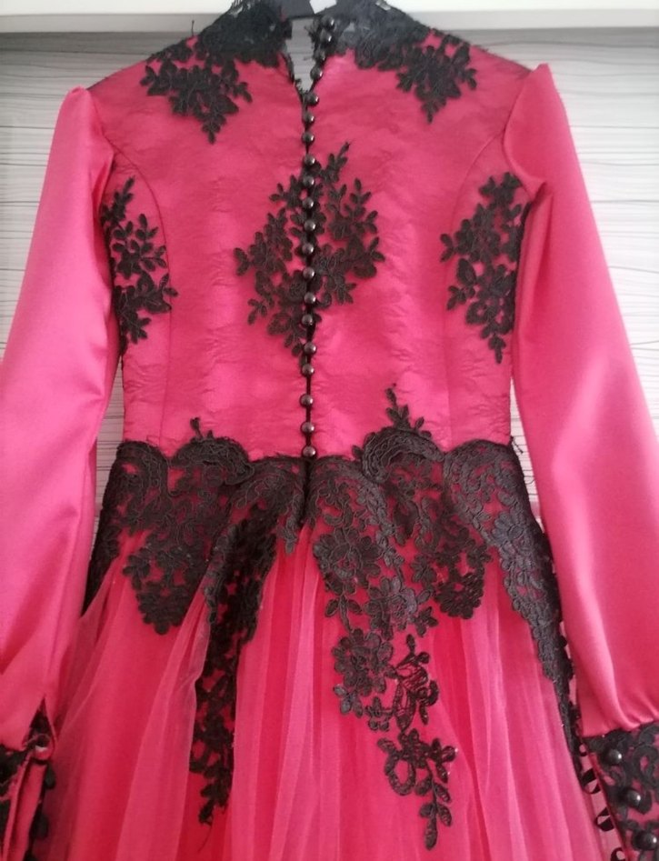 Dantelli Pembe Abiye Elbise - Görsel 3