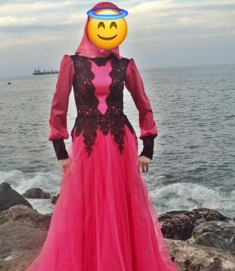 Dantelli Pembe Abiye Elbise - Görsel 5