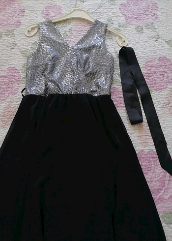 Gümüş siyah elbise - Görsel 7