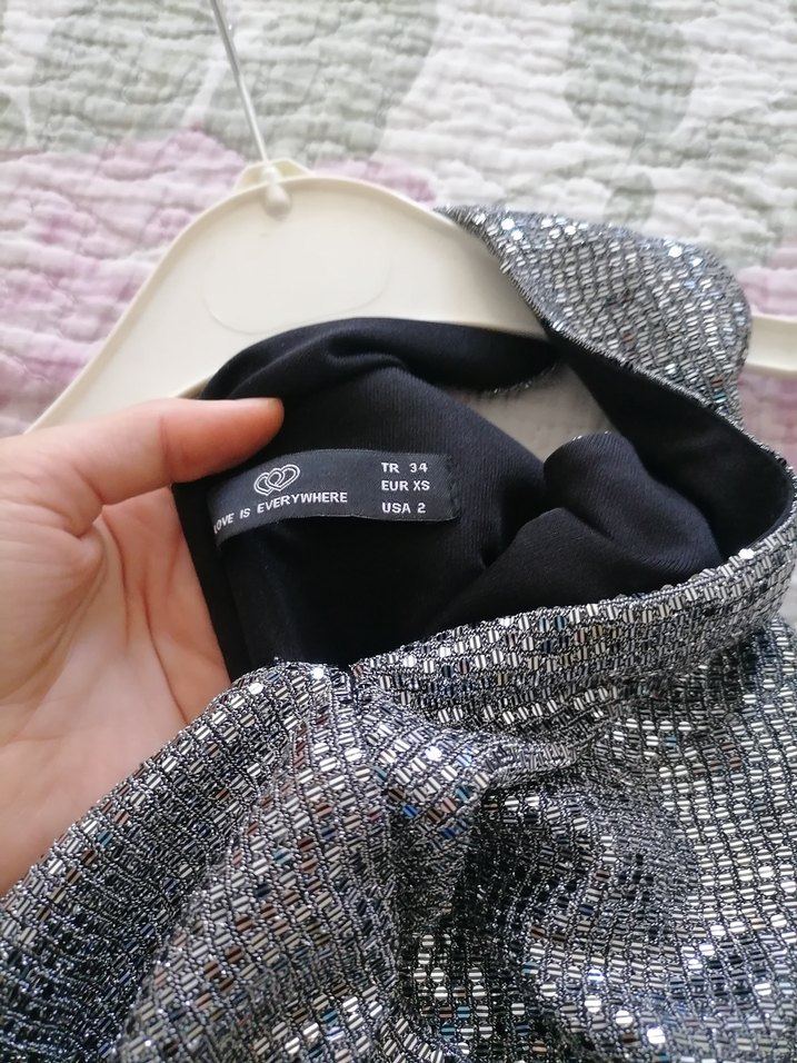 Gümüş siyah elbise - Görsel 5