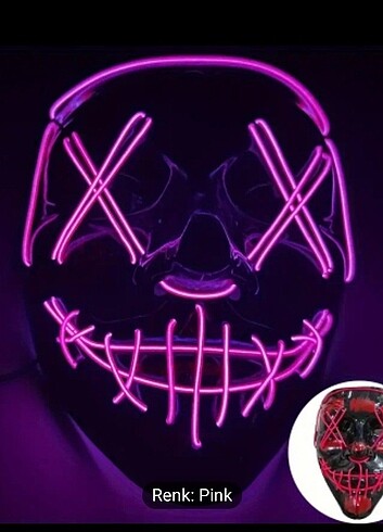 Hallowen Led Işıklı 3 Modlu Neon Maske