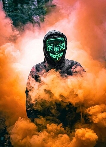 Beden Hallowen Led Işıklı Neon Maske 3 Modlu
