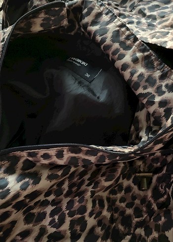 Leopar Desenli Kapüşonlu Hamile Kabanı - Görsel 4