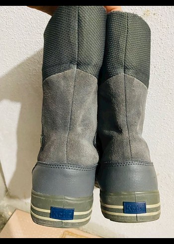 Gri Süet Kadın Dolgu Topuklu Botlar Velcro - Görsel 5