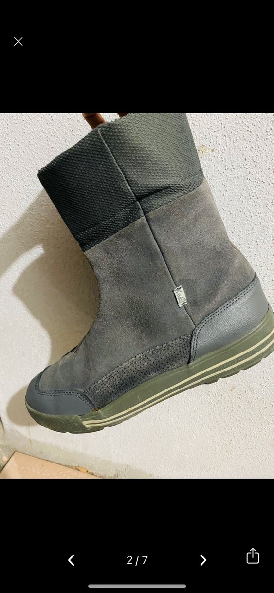 Gri Süet Kadın Dolgu Topuklu Botlar Velcro - Görsel 2