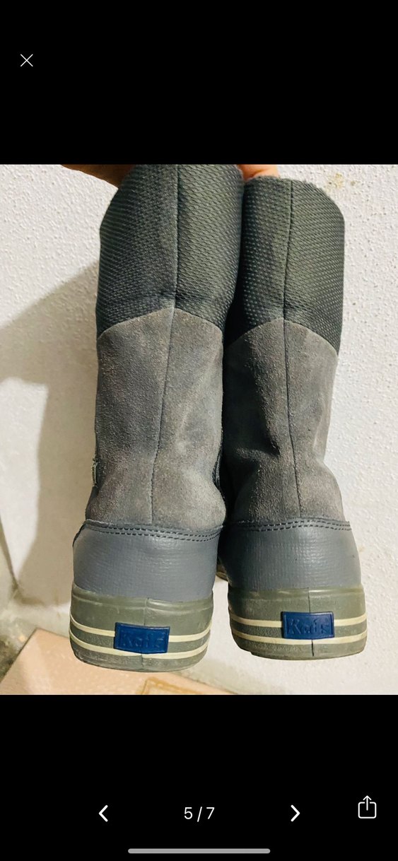 Gri Süet Kadın Dolgu Topuklu Botlar Velcro - Görsel 5