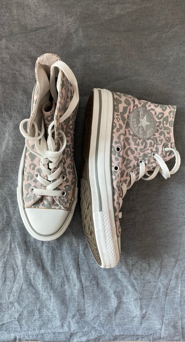 Pembe Gri Desenli Yüksek Topuklu Kadın Spor Ayakkabı - Görsel 2