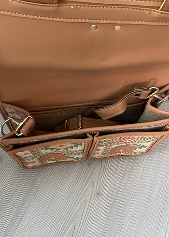 Bohem Etnik Desenli Kahverengi Kadın Çanta - Görsel 4