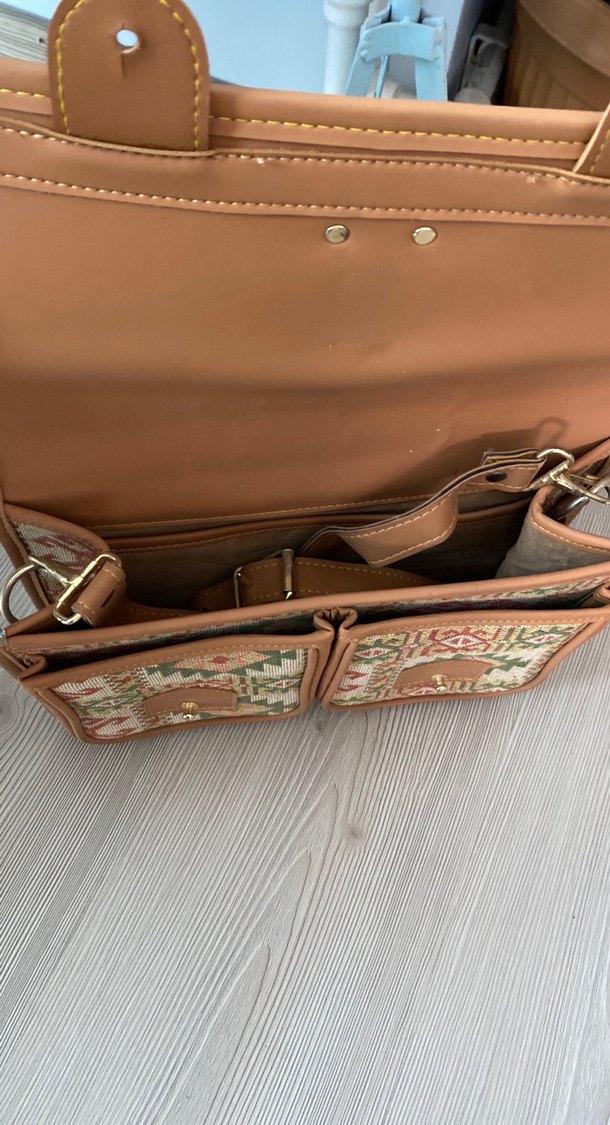 Bohem Etnik Desenli Kahverengi Kadın Çanta - Görsel 4