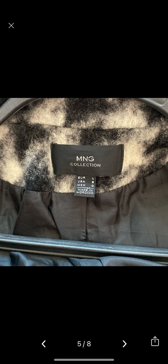 Gri Ekoseli Kadın Yün Kaban - Görsel 5