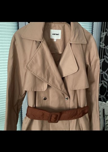 Bej Kadın Midi Trençkot Kemerli - Görsel 5