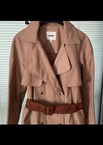 Bej Kadın Midi Trençkot Kemerli - Görsel 4