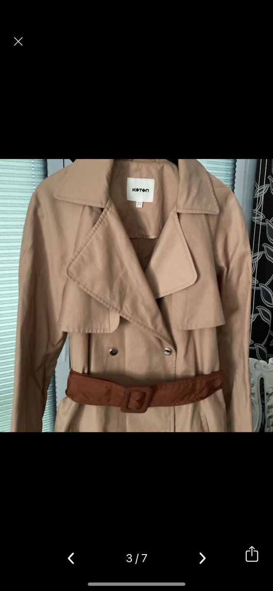 Bej Kadın Midi Trençkot Kemerli - Görsel 5