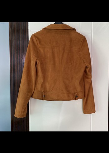 Kahverengi Süet Biker Kadın Ceket - Görsel 3