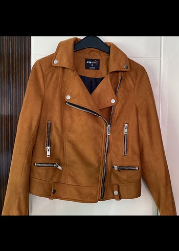 Kahverengi Süet Biker Kadın Ceket - Görsel 2