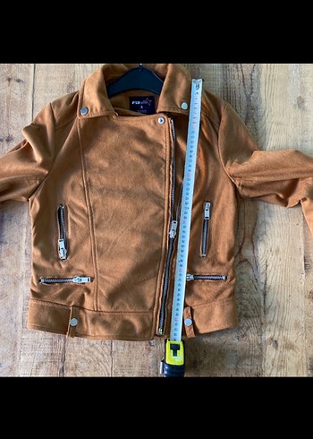 Kahverengi Süet Biker Kadın Ceket - Görsel 7