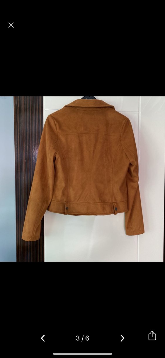 Kahverengi Süet Biker Kadın Ceket - Görsel 3